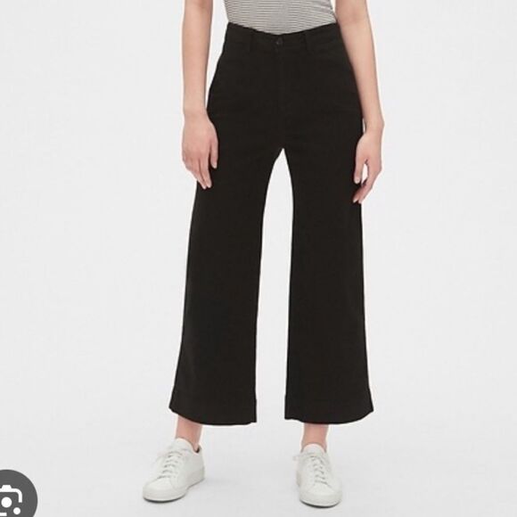 GAP Pants - Gap High Rise Wide Leg Chino Crop Black Womens 10 Tall NEW